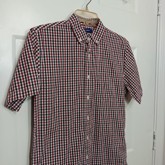 Mens Bowery & Brooke size small plaid button up shirt White Red Grey Black D18 - Picture 2 of 7